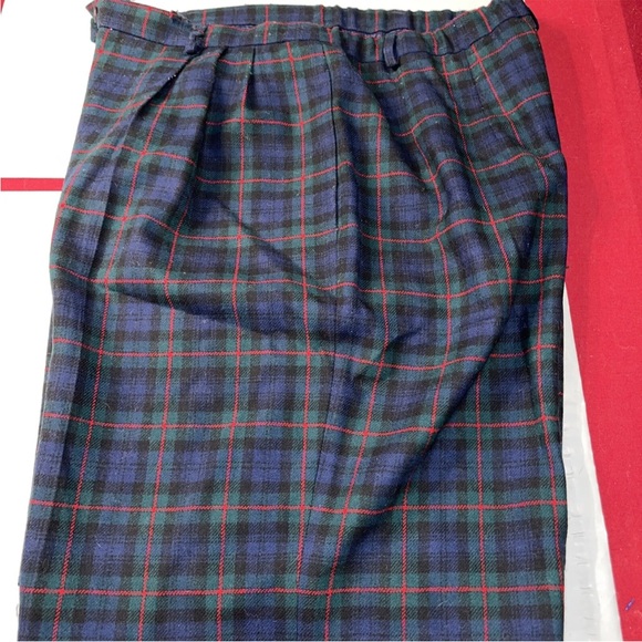 90s Pendleton blue green PLAID pleated wool SHORTS, size 18 Lined Argyle Tartan - Picture 10 of 16